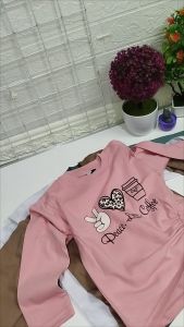 Baju kaos anak cewek serut crop tangan panjang reguler usia 1 sampai 9 tahun