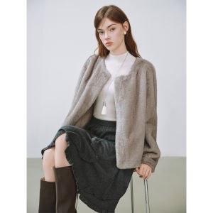 DUSHU | Snowy Frost Eco-friendly Imitation Mink Fur Short Jacket