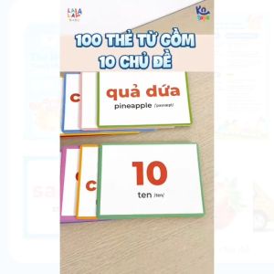 [NHẬP MÃ LAZSOCIAL50K]  Flashcard Cho Bé - Bộ 100 Thẻ Học Thông Minh Giáo Giục Sớm Glenn Doman size A5 15x21cm song ngữ Anh Việt - Lalala Baby
