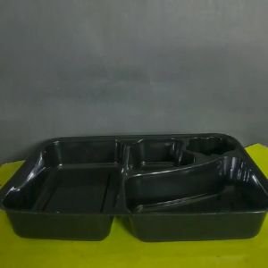 1 PAK 50 pcs Mika Bento Sekat 4 Hitam Warna Hitam Bento PET Tray Catering Tutup ECER