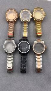 Two Tone Silver Gold Rose Black 40mm Diver Watch Case for SUB GMT Watch NH34 NH35 NH36 NH73 NH38 NH39 NH70 NH72 904L Bracelet