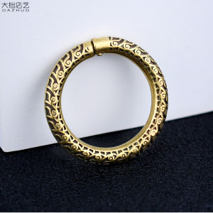 Mặt Dây Chuyền Hình Vòng Tròn Bằng Đồng Nguyên Khối Cổ Điển DIY Phụ Kiện Móc Khóa Hình Rồng Rỗng Mặt Dây Chuyền Tròn Bằng Đồng