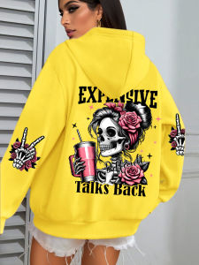 Expensive Talks Back Funny Printing Womens Hoodie Loose Multicolor Pullovers Fleece Autumn Sportswear Casual Pocket Hoody