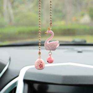Cute Swan Bell Rearview Mirror Hanging Car Hanging Decoration