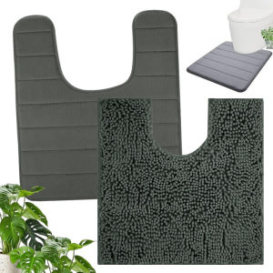 Non-Slip Toilet Mat Extra Soft U-Shape Pedestal Mat for Toilet Ultra Absorbent  Bathroom Toilet Mat for Floor Dry Pedestal Mat