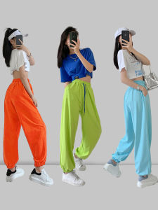 High Waist Wide Leg Thin Jazz Hip Hop Street Dance Pants Loose Cuffed Casual Sports Trousers for Women Spring Autumn