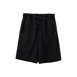 OUMULONG | Mens Ice Silk Black Sport Shorts 5 inch