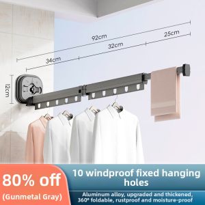 QIUZHANGJIA | Invisible Folding Bathroom Shower Curtain Rod Water-resistant Mold-proof