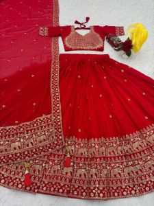 [PRE-ORDER] 2025 NOV READYMADE RED WEDDING LENGHA SUIT WITH EMBROIDERY SEQUINS WORK SIZE M TO 2XL ( DELIVERY 10 WORKING DAYS ) | READYMADE LENGHA | INDIAN READYMADE LENGHA | BOLLYWOOD LEHENGA| BOLLYWOOD DINNER DRESS| PARTY WEAR LEHENGA