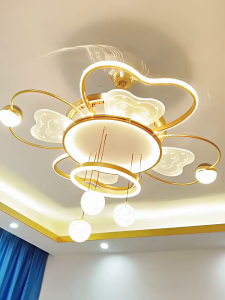 Lampu Kipas Bunga Ruang Tamu Lampu Kipas Angin Gantung Plafon Lampu Dekoratif Remote Control Minimalis 3 Warna Modern Untuk Kamar Tidur / Ruang Tamu