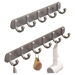 Space Aluminum Clothes Hook Bathroom Toilet Coat Hook Rack Strong Adhesive Hook Hanging Clothes Rack No Drilling Required