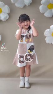 Baju Anak Perempuan Print Donut - Dress Anak Gratis Tas Donut Lucu 1-8 Tahun 4297