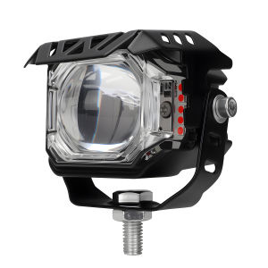 KEVANLY | 1x Motorcycle LED 3lines Spotlight 4Modes Red Blue Strobe with Mini Lens White Yellow Hi/Low Beam for SUV ATV RV Work Light 12V