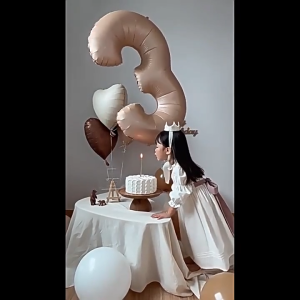Balon Foil Angka Warna Karamel 32 Inch 80 cm Ukuran Besar Balon Angka Jumbo Caramel Helium Foil Balon Nomor Bentuk Balon Foil Angka