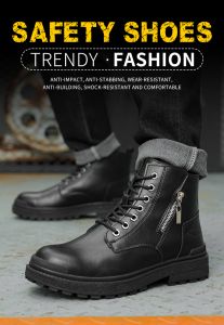 QINHUIZE 2023 Mens waterproof leather shoes puncture-proof indestructible safety boots work shoes with anti-slip sole