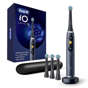 Oral B IO9 PLUS Electric Toothbrush with 4 Brush Heads Rechargeable 7 Cleaning Modes Pressure Sensing Soft Cleaning Small Round Head