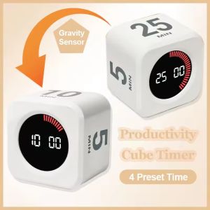 Visual Timer Productivity Cube Timer Gravity Sensor Flipping LED Display 4Preset Time Dual Modes Kids Time Management Countdown Timer