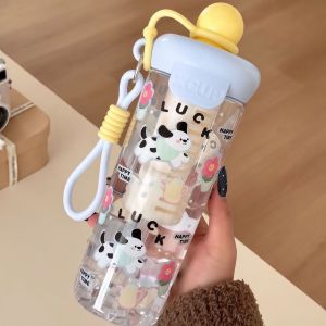 BAIXITANG | Bình Nước Hình Thú Dễ Thương Dung Lượng Lớn có Ống Hút
