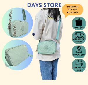 Túi Đeo Chéo Kipling KL2027 Tặng Kèm Móc Khóa Con Khỉ Chất Liệu Vải Dù Kháng Nước Túi Để Điện Thoại KT 20X12X6cm