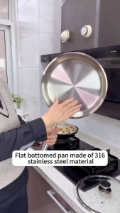 316 Premium Stainless Steel Frying Pan - Natural Non Stick Fast Even Heating Healthy Cooking with Comfort Grip Handle | Induction Cooker & Gas Stove Compatible