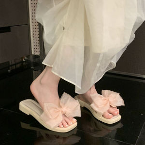 IELGY Fairy style mesh bow slippers for women