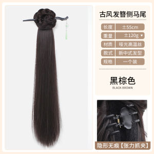 New Chinese Style Side Bun Hairpiece with Braids Ancient Hanfu Qipao Headwear Fake Tail Hairpin Increase Volume Change Style