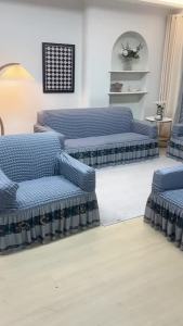 1/2/3/4 Seater Seersucker Skirt Sofa Cover Removable Slipcover Elastic Couch Cover FourSeason Universal