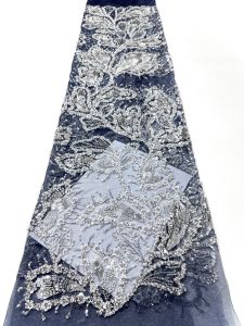 1 Yard African Sequins Beaded Lace Fabric Nigerian Embroidery 2026 High Quality French Tulle Lace Fabric for Bridal Wedding