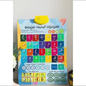 TAIYO Poster Edukasi Bersuara Hijaiyah Huruf Angka Hewan Buah Suara Belajar 3 Bahasa Ngaji Bunyi Membaca