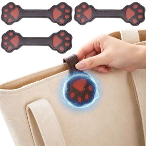 Cute Cat Paw Magnetic Bookmark PU Leather Brown Tan Embossed Scratch Resistant Bag Sealing Buckle Curtain Fixing Clip Fabric Fastener Clothing Accessory