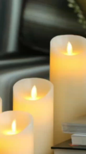 Bring warmth and sophistication to your space with this long and elegant LED flameless candle set. Designed to mimic the soft flicker of real candlelight these candles create a cozy and romantic ambiance—without the worry of smoke wax drips or open fla