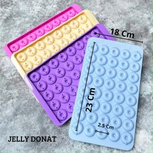 Cetakan Jelly Donat 40 Lubang Warna Warni Cetakan Puding Donat 40 Lubang Cetakan Es Batu Donat 40 Lubang Warna-Warni 18cm x 235cm