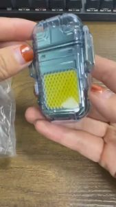 Elegant Transparent Casing Waterproof COB LED Bright Double Arc X Lighter