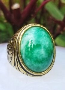 Cincin Batu Akik Giok Green Milk