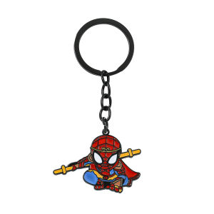 Bandai | Superhero Spiderman Keychains Avengers Figure Spider Man Keyrings Anime Metal Enamel Pendant Key Chains