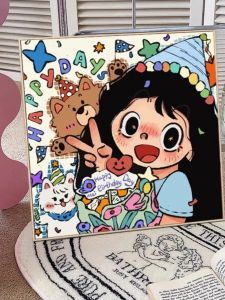 New Graffiti Girl Diamond Painting Birthday Gift DIY Handmade Ins Style Cartoon Cute Best Friend Simple Modern Home Decor