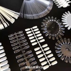 Nail Polish Palette Kit False Nails Tips Nail Color Card Display Nail Art Tool Gel Manicure美甲扇形色卡指甲油色板练习甲片光疗油胶颜色假指甲透明展示板