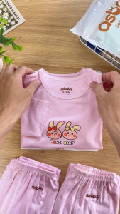 Bộ dài tay Monzi thương hiệu Asbaby vải cotton rayon cho bé gái size 9 tháng đến 6 tuổi