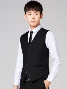 เสื้อกั๊กสูทผู้ชาย ทรงสลิมฟิต แขนยาว คอวี ปกโปโล สไตล์เกาหลี สำหรับใส่ไปทำงานและลำลองในฤดูใบไม้ผลิและฤดูใบไม้ร่วง