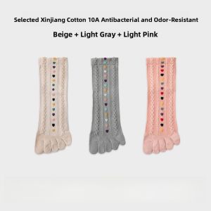 MiiOW | Womens Five-Finger Socks Breathable Sweat Absorbent Antibacterial Anti-Odor Mid-Calf Pure Cotton Polyester Blend Summer New Arrival