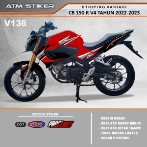 Stiker striping variasi new honda CB 150 R V4 tahun 2022