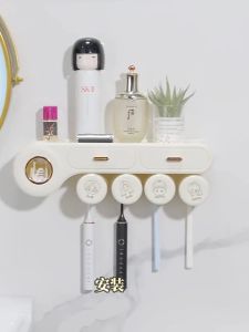 Toothbrush storage rack toothbrush cup gargle wall mounted bathroom no punching wall mounted storage rack toothbrush set