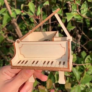 Mô Hình Diy Stem Đàn Piano Lắp Ráp Bằng Gỗ Có Hộp Phát Nhạc Đồ Chơi Khoa Học Công Nghệ