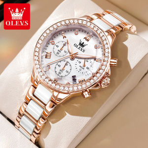 OLEVS watch for women original genuine waterproof calendar luminous diamond set multi function dial design fashion business quartz stainless steel Women Casual Watches