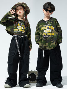 Bộ Trang Phục Biểu Diễn Hip Hop Trẻ Em Camouflage Street Dance Trang Phục Biểu Diễn Trống Cỡ Lớn Cho Trẻ Em