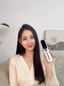 Portable Cordless Negative Ion Rechargeable Electric Mini Hair Straightener Comb With LED Screen Fast Heating Wireless Hair Iron Straightener