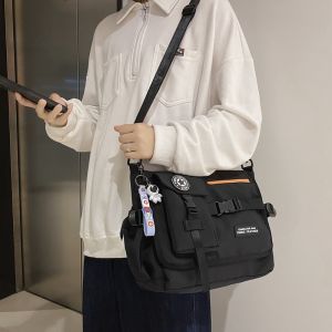 Mens Casual Large Capacity Crossbody Bag Fashion Brand Shoulder Bag Leisure INS Japanese Style Workwear Bag Messenger Bag