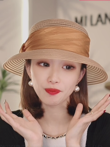 Elegant French Vintage Hepburn Style Wide Brim Foldable Fisherman Hat Womens Summer Travel Outdoors Bucket Hat with Bow Tie