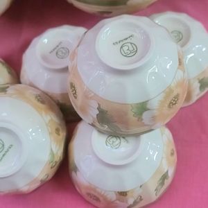 BỘ 10 CHÉN CƠM GỐM HỌA TIẾT HOA SƠN TRÀ
