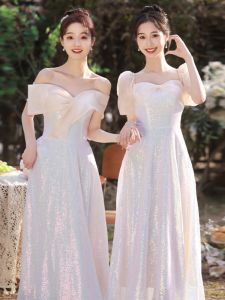 Bridesmaid Dresses 2025 New Winter Small Size High-End Feeling Sparkling Fairy Wedding Sisters Dresses Bridesmaid Group Gowns